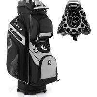 Gymax Golf Club Bag Molded Lock Top Golf Cart Bag With 14-Way Dividers in Black