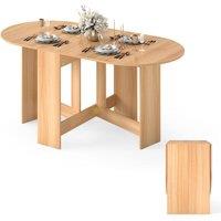 Gymax 163cm Extendable Dining Table Folding Drop Leaf Multifunction Table in Light Khaki