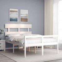Berkfield Home Bed Frame with Headboard White 120x200 cm Solid Wood | Size: Small Double