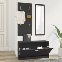 Berkfield Home 3-in-1 Shoe Cabinet Set Black Engineered Wood
