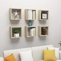 Berkfield Home Wall Cube Shelves 6 pcs Sonoma Oak 30x15x30 cm in Brown | Size: 30 x 15 x 30 cm