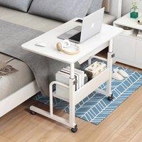 Havendro Height Adjustable Over Bed Table Mobile Laptop Tray in White