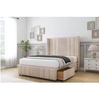 Sloomy Hargrave Naples Divan Set No Drawers-54 Wingback-Footboard in Beige | Size: Single