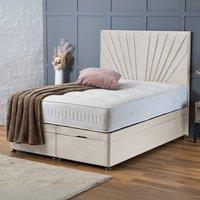 BSSPOKE Maria Ottoman Divan Bed Plush Velvet 54 Headboard & Mattress in Cream | Size: Double