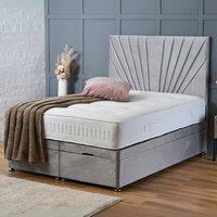 BSSPOKE Maria Ottoman Divan Bed Plush Velvet 54 Headboard & No Mattress in Silver | Size: Small Double