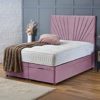 BSSPOKE Maria Ottoman Divan Bed Plush Velvet 54 Headboard & Mattress in Pink | Size: Super King