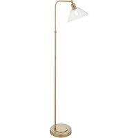 Netlighting Bellora Glass Floor Lamp Antique Brass Plate & Clear Glass 10W LED E27 in Bronze
