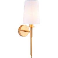 Netlighting Florence Wall Lamp Vintage Brass Finish & Fabric 6W LED E14 in White