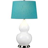 Netlighting Isla Table Lamp with Round Tapered Shade Polished Nickel White Teal