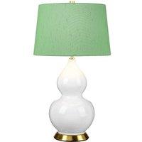 Netlighting Isla Table Lamp with Round Tapered Shade Aged Brass White Green