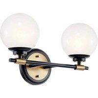 Netlighting Kichler Benno Bathroom Wall Lamp Black Champagne Bronze IP44 2x G9 in Brown