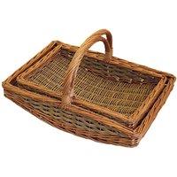 Red Hamper Wicker Set of 2 Boat Garden Trugs in Brown