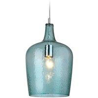 Netlighting Glass 1 Light Dome Ceiling Pendant Chrome Aqua Glass E27