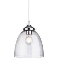 Netlighting Seville 1 Light Dome Ceiling Pendant Chrome with Clear Glass E27