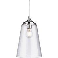 Netlighting Seville 1 Light Dome Ceiling Pendant Chrome with Clear Glass E27 in Silver