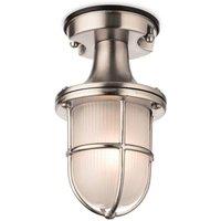 Netlighting Nautic 1 Light Outdoor Flush Light Nickel with Frosted Glass IP54 E27 in Silver