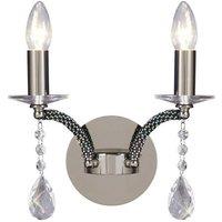 Netlighting Fiore Wall Lamp Switched 2 Candle Light Black Chrome Crystal in Silver