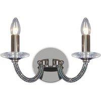 Netlighting Elena Wall Lamp Switched 2 Candle Light Black Chrome Crystal
