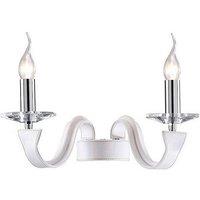Netlighting Nardini Wall Lamp 2 Light E14 Polished ChromeWhite Faux LeatherCrystal in White