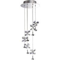 Netlighting Aviva Ceiling Cluster Pendant 6 Light 4000K LED Chrome Crystal in Grey