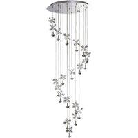 Netlighting Aviva Ceiling Cluster Pendant 20 Light 4000K LED Chrome Crystal in Grey