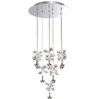 Netlighting Aviva Ceiling Cluster Pendant Round 10 Light 4000K LED Chrome Crystal in Grey