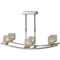 Netlighting Elsa Telescopic Semi Flush Pendant 6 Light Nickel Crystal in Grey