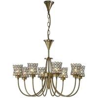 Netlighting Nelson Ceiling Pendant 8 Light Antique Brass Crystal in Bronze