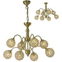 Netlighting Apollo Semi Flush Ceiling Pendant 8 Light Satin Brass Crystal in Gold