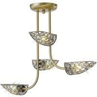 Netlighting Ashton Semi Flush Ceiling 4 Light Antique Brass Crystal in Bronze