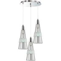 Netlighting Emilia Ceiling Cluster Pendant 3 Light E14 Round Chrome Crystal in Grey