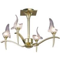 Netlighting Viena Semi Flush Round 4 Light G9 Polished Brass in Gold