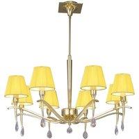 Netlighting Siena Pendant Round 8 Light E14 Brass Amber Cream Shades & Crystal in Yellow