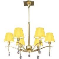 Netlighting Siena Pendant Round 6 Light E14 Brass Amber Cream Shades & Crystal in Yellow