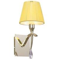 Netlighting Siena Wall Lamp Switched E14 Brass Amber Cream Shade & Crystal in Yellow