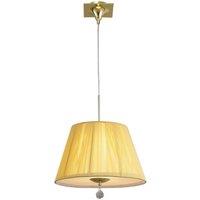 Netlighting Siena Pendant Round E27 Brass Amber Cream Shade & Crystal in Yellow