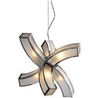 Netlighting Duna E27 Pendant 6 arms 6 Light E27 Chrome White Acrylic in Grey