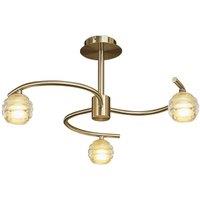 Netlighting Sphere Semi Flush 3 Light G9 Antique Brass in Bronze