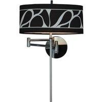 Netlighting Manhattan Wall Lamp E14 Swing Arm Chrome Black Patterned Shade in Grey