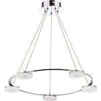 Netlighting Nimbus Pendant 5 Light 25W LED 3000K 2200lm Chrome Frosted Acrylic in Grey