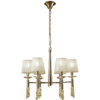 Netlighting Tiffany Pendant 6+6 Light E14+G9 French Gold Cream Shades & Crystal