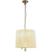 Netlighting Tiffany Pendant 3+3 Light E14+G9 French Gold Cream Shade & Crystal