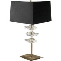 Netlighting Akira Table Lamp 2 Light E27 Antique Brass With Black Shade in Bronze