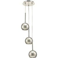 Netlighting Regina Ceiling Cluster Pendant 3 Light Cluster G9 Chrome Smoke Glass in Grey