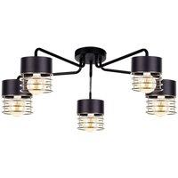 Netlighting Royal Multi Arm Semi Flush Ceiling Light Gold 70cm 5x E27 in Black