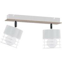 Netlighting Casa Twin Ceiling Spotlight White Wood 50cm 2x E27