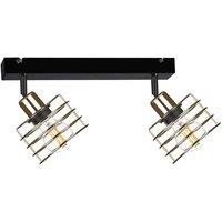 Netlighting Viva Twin Ceiling Spotlight Gold 50cm 2x E27 in Black