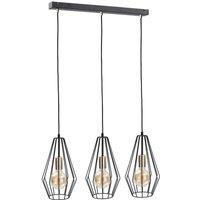 Netlighting Lex Bar Pendant Ceiling Light Gold 60cm 3x E27 in Black
