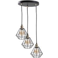 Netlighting Foskal Cluster Pendant Ceiling Light Gold 32cm 3x E27 in Black