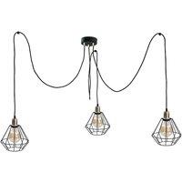 Netlighting Foskal Cluster Pendant Ceiling Light Gold 3x E27 in Black